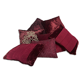 assorted cushions burgundy