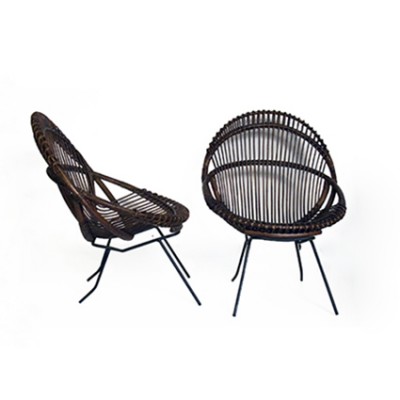 Bonacina vintage wicker chairs 50s