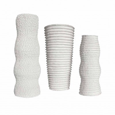Set di 3 vasi in gesso