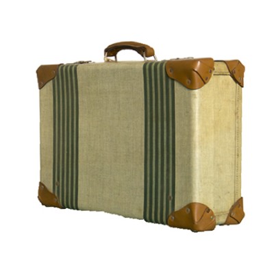 vintage ’50  tweed strips suitcase