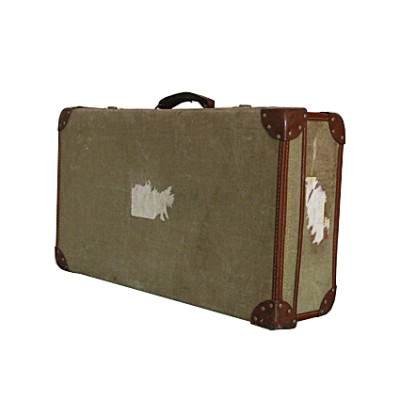 Vintage 1960s  Green Canvas Military Suitcase