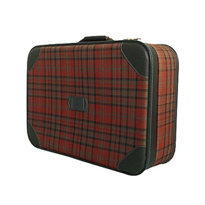 Vintage red tartan suitcase