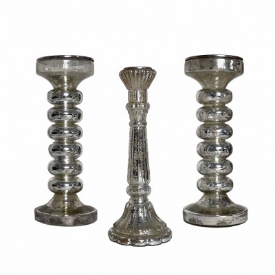 silvered glass candle holder